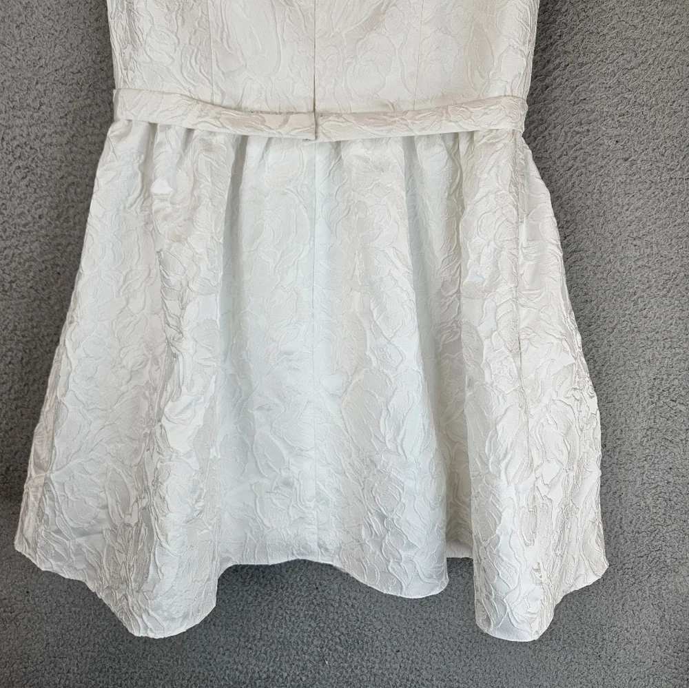 Sachin-Babi Women White Selena Dress Sz 4 Beaded Strap Floral Jacquard
